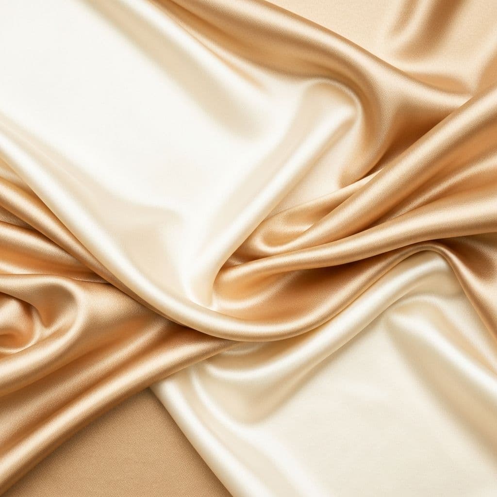 Luxurious flowing champagne silk fabric